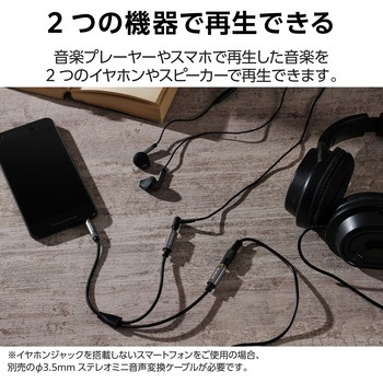 オーディオケーブル イヤホンジャック 2分配 3.5mm 3極分岐 ステレオミニプラグ-ステレオミニジャック×2 エレコム