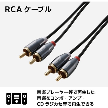 RCAケーブル (2RCAプラグ to 2RCAプラグ 赤白) 1m オーディオケーブル 金メッキプラグ エレコム