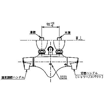 TMNW40JG1RZ 壁付サーモスタット混合水栓(ワンダービート、調圧弁) 1個