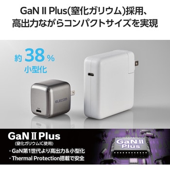 USB Type-C コンセント 充電器 PD 70W PPS USB-C×1 折りたたみプラグ 小型 GaN II 採用 C-Cケーブル付属 エレコム