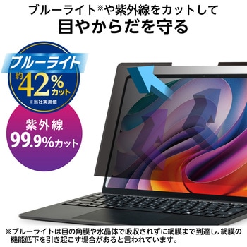 Surface Laptop 7 13.8インチ 覗き見防止フィルター ナノサクション 吸着式 アンチグレア ブルーライト エレコム