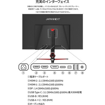 ゲーミング液晶ディスプレイ 38型/3840×2160/DP×1、HDMI×2、USB-C×1/ブラック/スピーカー有/2年保証 JAPANNEXT