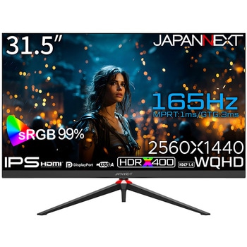 ゲーミング液晶ディスプレイ 31.5型/2560×1440/DP×1、HDMI×2/ブラック/スピーカー有/2年保証 JAPANNEXT