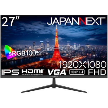 液晶ディスプレイ 27型/1920×1080/HDMI×1、VGA×1/ブラック/スピーカー有/2年保証 JAPANNEXT