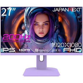 ゲーミング液晶ディスプレイ 27型/1920×1080/HDMI×2、DP×1/パープル/スピーカー有/2年保証 JAPANNEXT