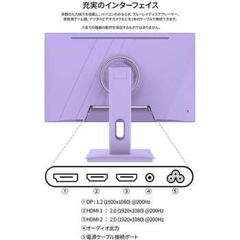ゲーミング液晶ディスプレイ 27型/1920×1080/HDMI×2、DP×1/パープル/スピーカー有/2年保証 JAPANNEXT