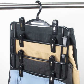 スカートハンガーDX4段 ブラック 2本組 サワフジ