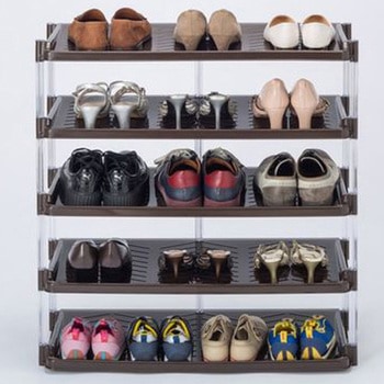 クリスタルシューズラックトリプル5段 ブラウン 平和工業