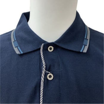 紳士 CLAUDIO VALENTINO ポロシャツ 長袖 鹿の子 UVカット ポケット付き 無地 ネイビー M ブルーメイト