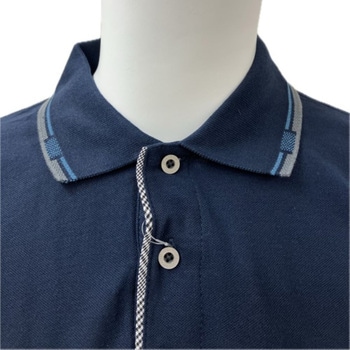 紳士 CLAUDIO VALENTINO ポロシャツ 長袖 鹿の子 UVカット ポケット付き 無地 ネイビー LL ブルーメイト