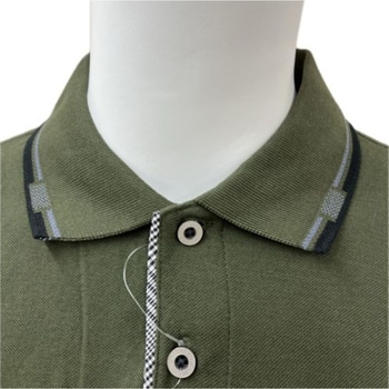 紳士 CLAUDIO VALENTINO ポロシャツ 長袖 鹿の子 UVカット ポケット付き 無地 カーキ LL ブルーメイト