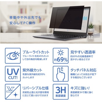 PC用のぞき見防止フィルタ ブルーライトカット 紫外線カット リバーシブル仕様 ナカバヤシ