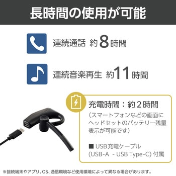 ヘッドセット Bluetooth5.2 片耳イヤホン マイク付き ハンズフリー 通話 左右耳兼用 ノイズリダクション エレコム