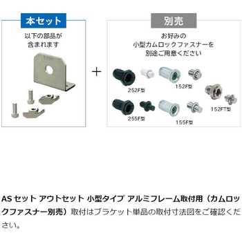 カムロックファスナー アウトセット小型タイプ用 アルミフレーム取付セット(カムロックファスナー別売) スガツネ工業