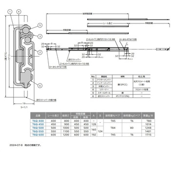 スライドレール 両トラベル仕様 LAMP(スガツネ工業)