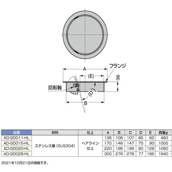 ステンレス ダンパー付屑入投入口 LAMP(スガツネ工業)