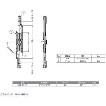 ロッドラッチ クオーターターン取付タイプ スガツネ工業