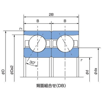 アンギュラ玉軸受 接触角30° 7200番台 2個組合せ 小径ボールねじサポート NACHI(不二越)