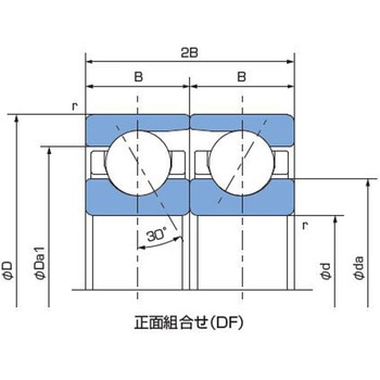 アンギュラ玉軸受 接触角30° 7200番台 2個組合せ 小径ボールねじサポート NACHI(不二越)