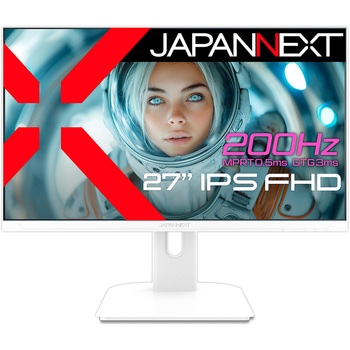 ゲーミング液晶ディスプレイ 27型/1920×1080/HDMI×2、DP×1/ホワイト/スピーカー有/2年保証 JAPANNEXT