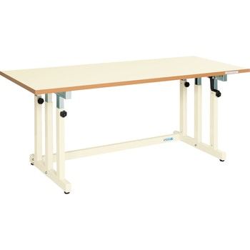 ギヤー式昇降作業台(UDNタイプ/300kg/メラミン天板/H680～1080) サカエ