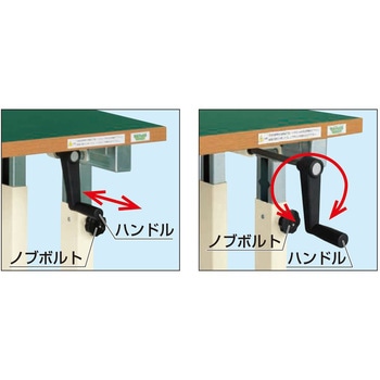 ギヤー式昇降作業台(UDNタイプ/300kg/メラミン天板/H680～1080) サカエ