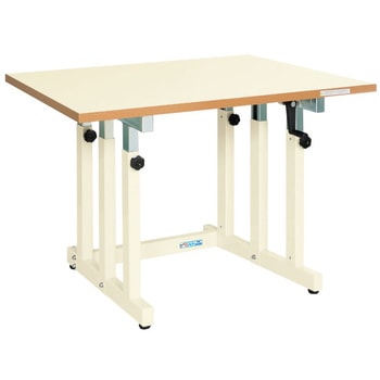 ギヤー式昇降作業台(UDNタイプ/300kg/メラミン天板/H680～1080) サカエ