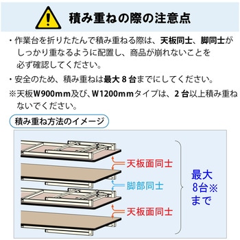 軽量作業台/耐荷重200kg_折りたたみ固定式H740_塩ビシート天板_ワークテーブル 山金工業