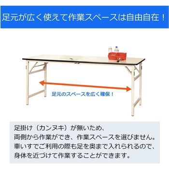 軽量作業台/耐荷重200kg_折りたたみ固定式H740_ポリエステル天板_ワークテーブル 山金工業