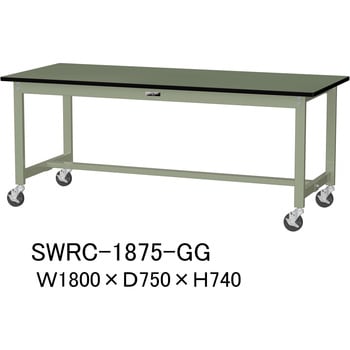 軽量作業台/耐荷重160kg_移動式H740_塩ビシート天板_ワークテーブル300シリーズ 山金工業