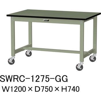軽量作業台/耐荷重160kg_移動式H740_塩ビシート天板_ワークテーブル300シリーズ 山金工業