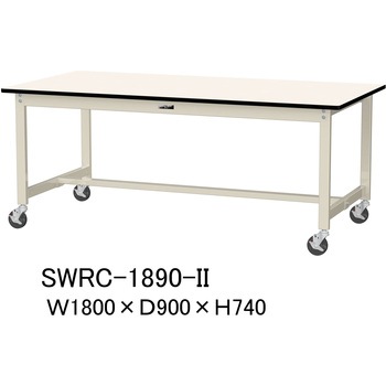 軽量作業台/耐荷重160kg_移動式H740_塩ビシート天板_ワークテーブル300シリーズ 山金工業