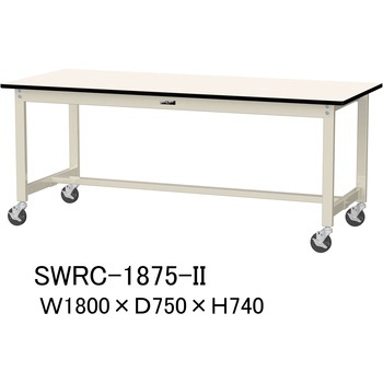 軽量作業台/耐荷重160kg_移動式H740_塩ビシート天板_ワークテーブル300シリーズ 山金工業