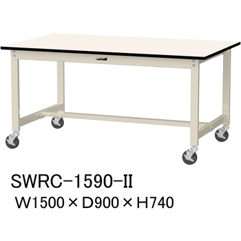 軽量作業台/耐荷重160kg_移動式H740_塩ビシート天板_ワークテーブル300シリーズ 山金工業
