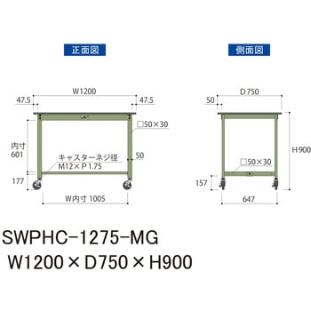 軽量作業台/耐荷重160kg_移動式H900_ポリエステル天板_ワークテーブル300シリーズ 山金工業