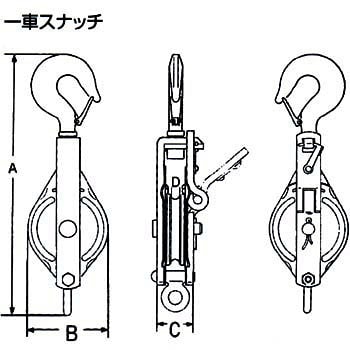 200×1SO 強力型滑車 一車スナッチ(ベケット付) 1台 スリーエッチ