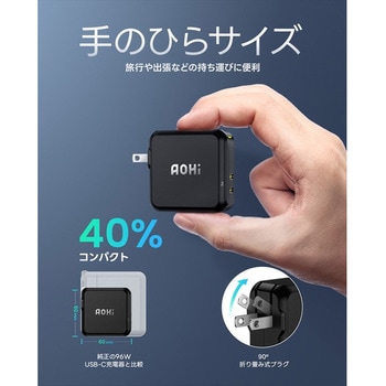 2ポート急速充電器 100W LEDディスプレイケーブル付き PD USB AC充電器 MAGCUBE AOHI(アオハイ)