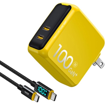2ポート急速充電器 100W LEDディスプレイケーブル付き PD USB AC充電器 MAGCUBE AOHI(アオハイ)
