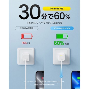 ミニ急速充電器 20W USB PD パワーデリバリー AC充電器 MAGCUBE AOHI(アオハイ)