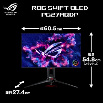 液晶モニタ 27型  WOLED/Anti-Glare/OLED Care/3年保証 PG27AQDP ASUS(エイスース)