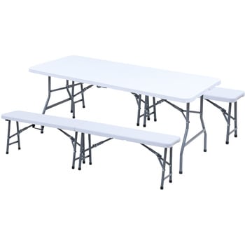 アウトドアテーブル&ベンチ 3点セット(テーブル×1、ベンチ×2