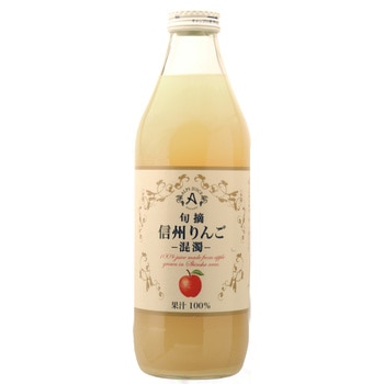 アルプス 混濁 りんご天然果汁 瓶 1Lx12 アルプス
