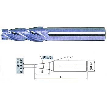 □FKD テーパーエンドミル2枚刃1°×10 2TE1X10(8100286)[送料別途見積り