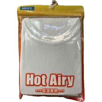 Hot Airy 紳士用 発熱インナー 長袖 丸首 ホワイト LLサイズ ブルーメイト