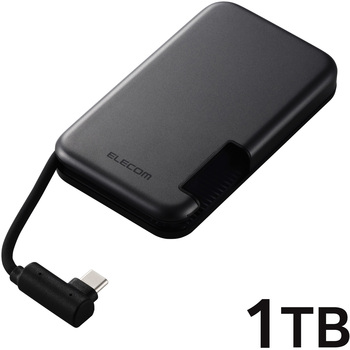 SSD 外付け USB3.2(Gen2) 読込最大1000MB/s マグネット付き USB-Cケーブル一体型 ポータブル エレコム