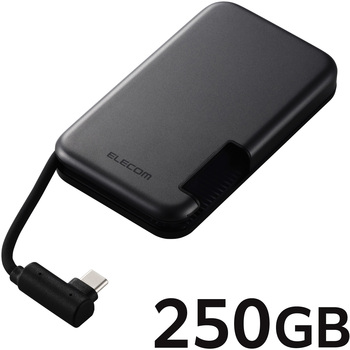 SSD 外付け USB3.2(Gen2) 読込最大1000MB/s マグネット付き USB-Cケーブル一体型 ポータブル エレコム