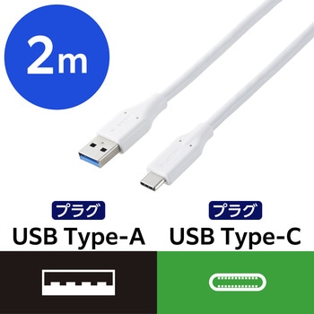 USB Type C ケーブル ( USB-A to Type-C ) USB3.2 急速充電 5Gbps 15W エレコム