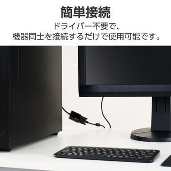 DisplayPort - VGA 変換アダプタ (DPプラグ to ミニD-Sub15pinポート) 最大解像度1920×1200px エレコム