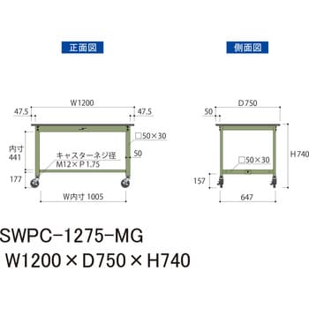 SWPC-1275-MG ワークテーブル 1台 山金工業 【通販サイトMonotaRO】