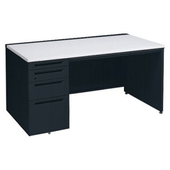 アドバンス 左片袖4段 中央引出し付(A3対応) コンセント対応タイプ パネル脚 オカムラ(岡村製作所)